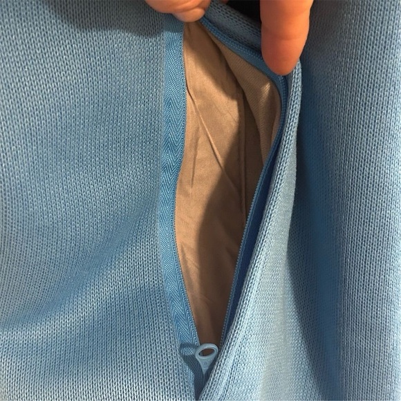 Lands' End Men's XXL Tall Softshell Fleece Vest Breeze Blue Side Zip Pockets - Picture 5 of 8